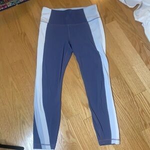 2/$20 SALE Athleta 3/4 length purple stripe color block leggings